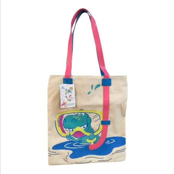 Disney Parks Pixar Toy Story Snorkeling Rex ~ Canvas tote Large Travel Beach Bag - Picture 3 of 15